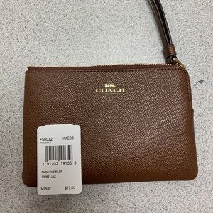 Authentic Coach Corner Zip Wristlet.